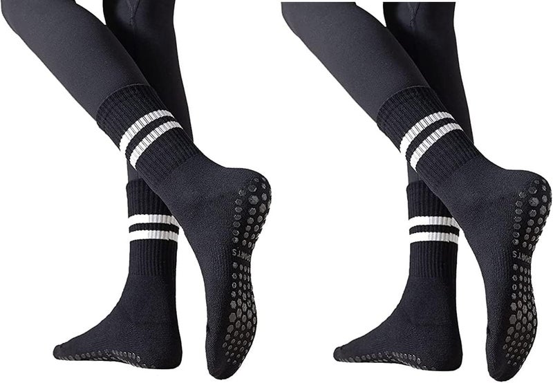 Flydo Store Pilates Grippy Socks with Grips for Women Yoga Non Slip Long Socks for Pure Barre, Ballet,Dance Workout 2-5 Pack - Image 1